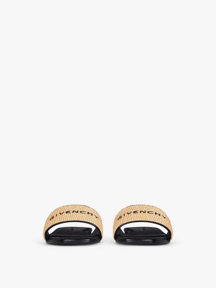 4g Flat Mules In Raffia Beigeblack Women Givenchy Slides and Sandals