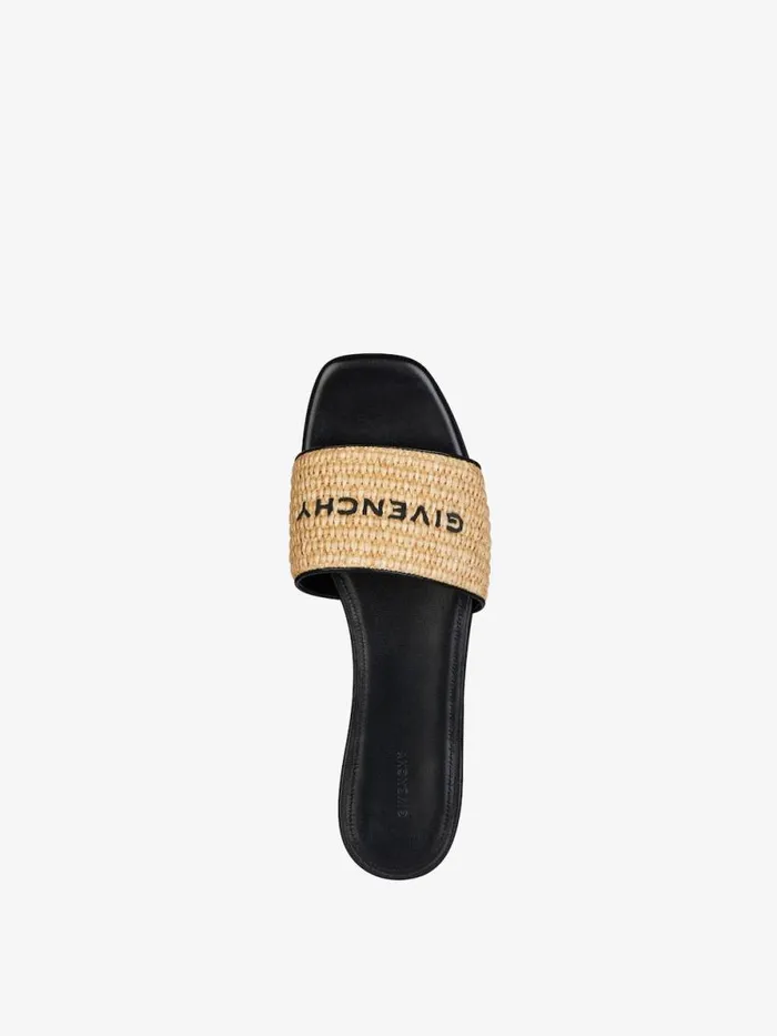 4g Flat Mules In Raffia Beigeblack Women Givenchy Slides and Sandals