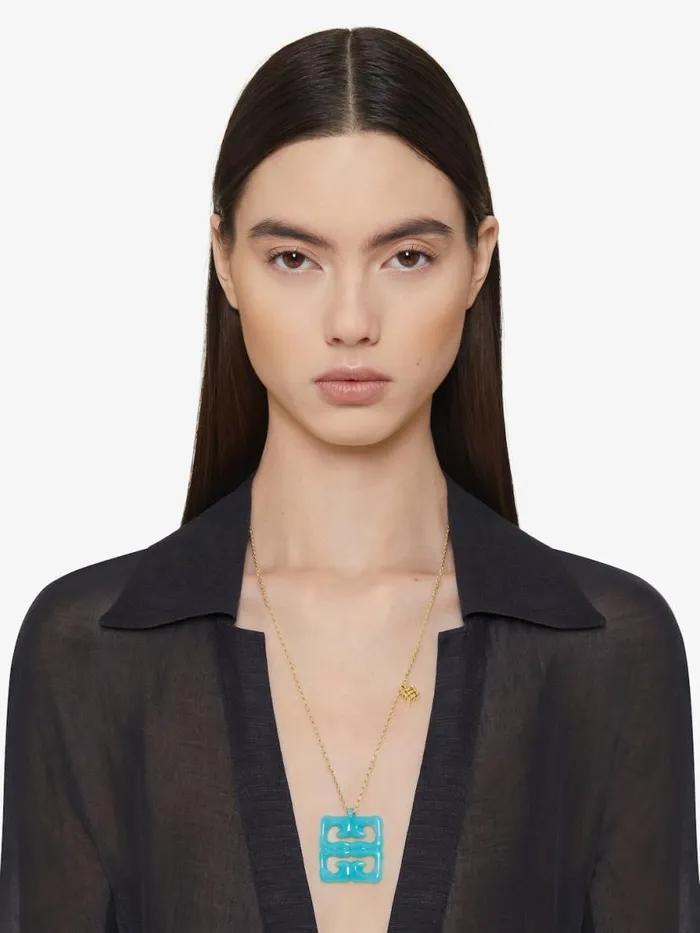 4g Liquid Necklace In Metal And Resin Aqua Green Women Givenchy Jewelry