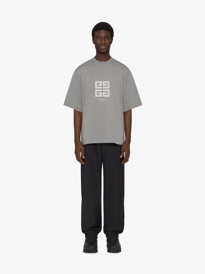 4g TShirt In Cotton Light Grey Melange Men Givenchy TShirts