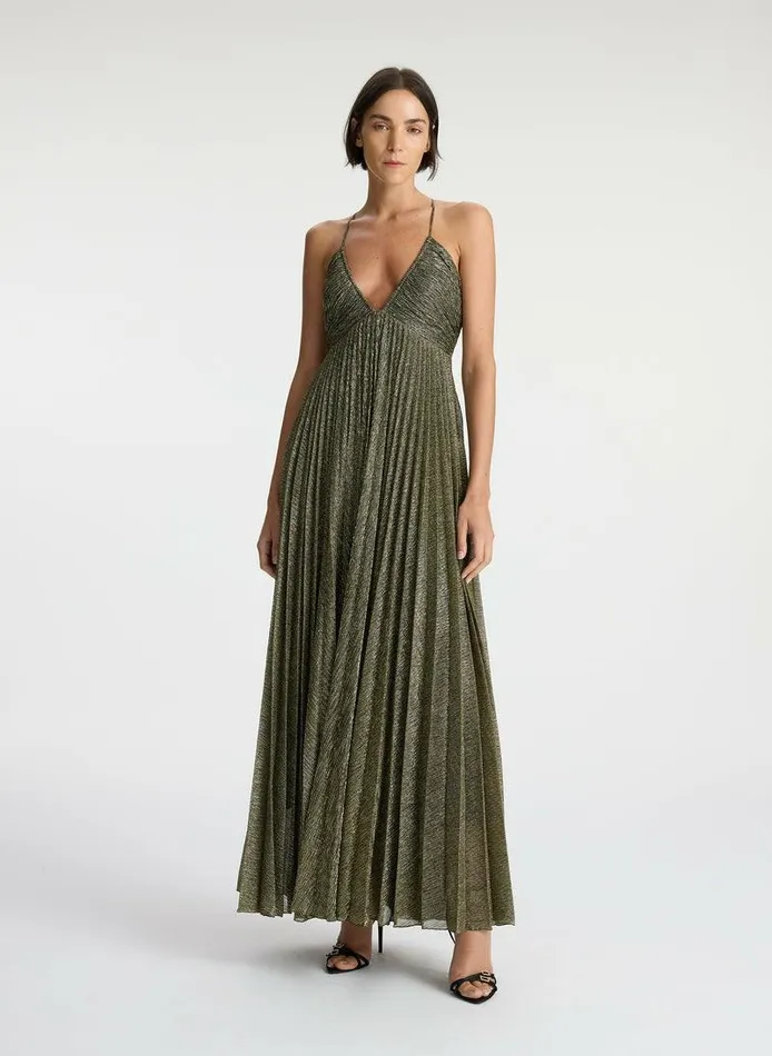 Accessories Women ALC Angelina II Metallic Pleated Dress Gold