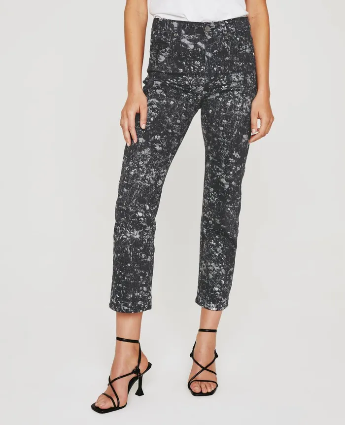 AG Jeans Alexxis Crop Flower Field Black Multi Women Denim AG Jeans Alexxis Crop Flower Field Black Multi Women Denim