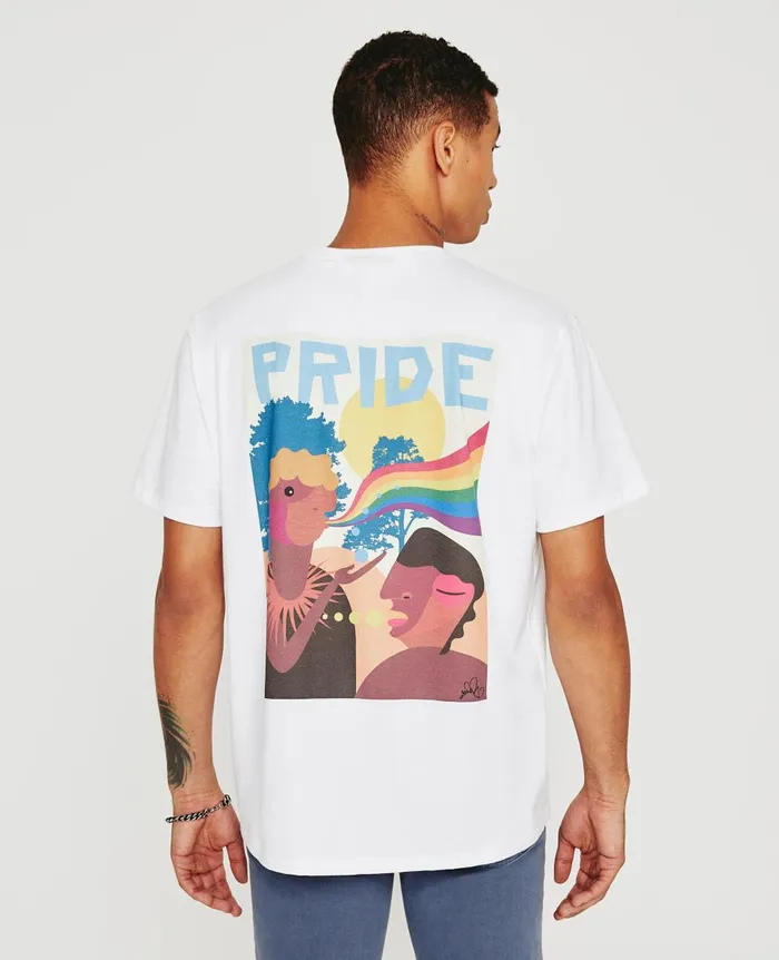 AG Jeans Bryce Crew Pride Is Belonging True White WomenMen Tees and Tanks AG Jeans Bryce Crew Pride Is Belonging True White WomenMen Tees and Tanks
