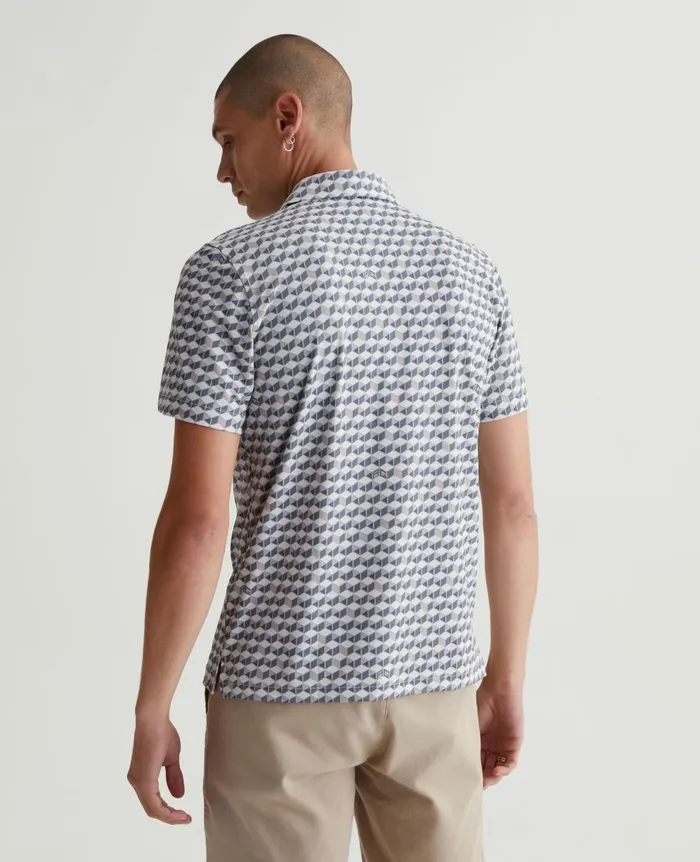 AG Jeans Bryce Polo Accent Cubes Light Grey Multi Men Polos