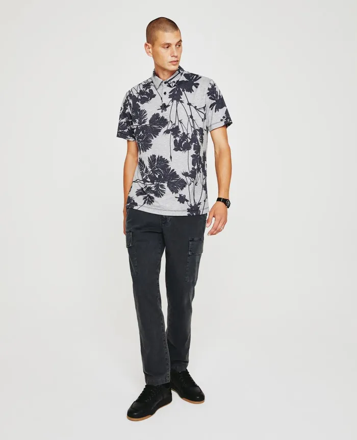 AG Jeans Bryce Polo Bold Flower Heather Grey Multi Men Polos AG Jeans Bryce Polo Bold Flower Heather Grey Multi Men Polos