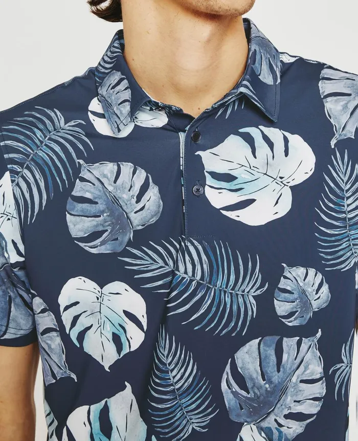 AG Jeans Bryce Polo Tropical Fronds Deep Navy Mult Men Polos