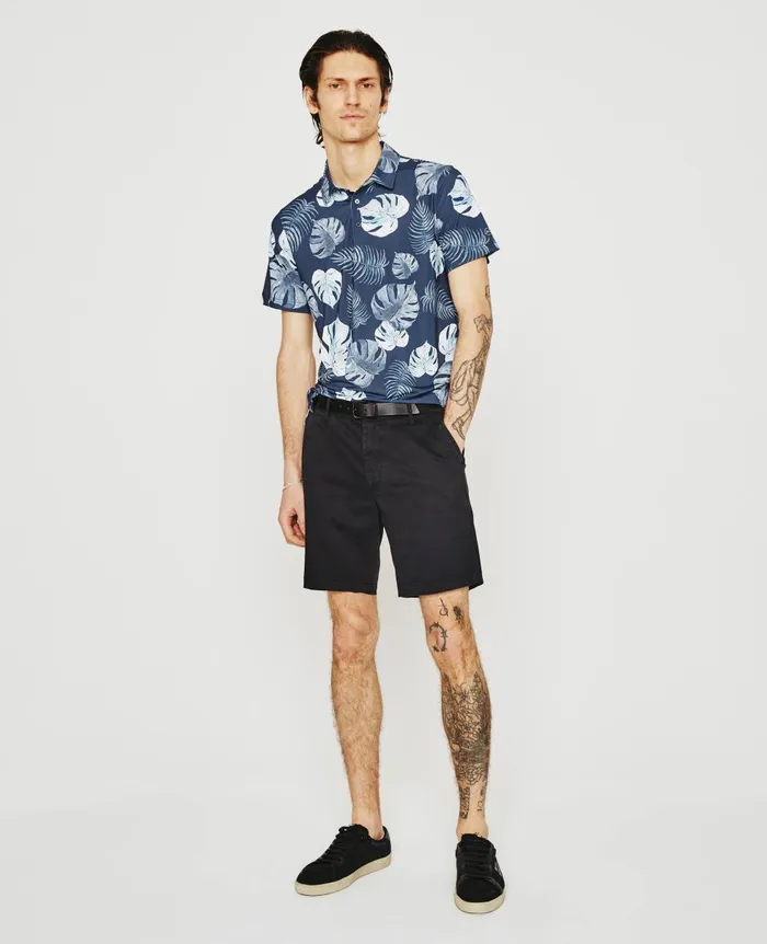 AG Jeans Bryce Polo Tropical Fronds Deep Navy Mult Men Polos AG Jeans Bryce Polo Tropical Fronds Deep Navy Mult Men Polos