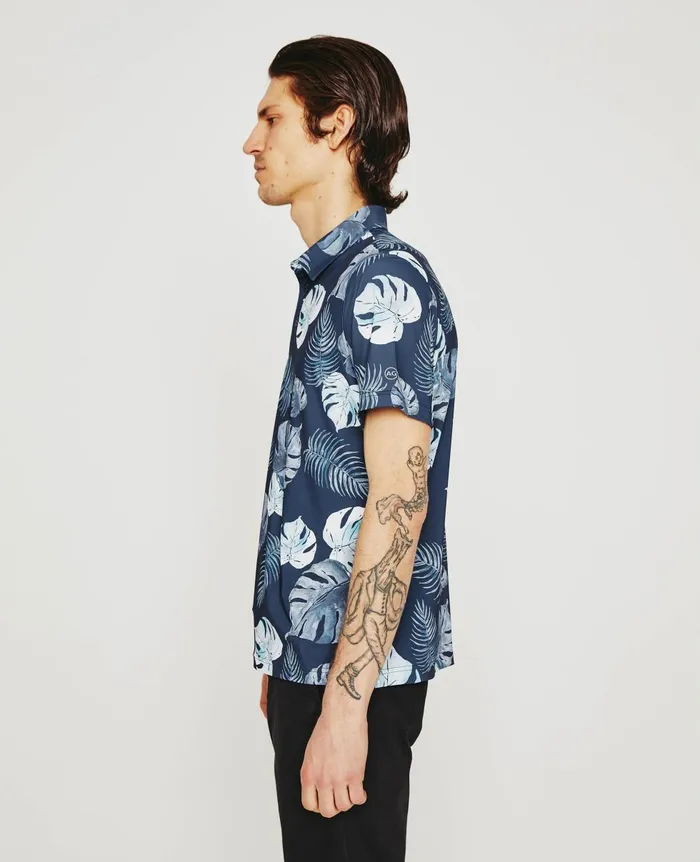 AG Jeans Bryce Polo Tropical Fronds Deep Navy Mult Men Polos AG Jeans Bryce Polo Tropical Fronds Deep Navy Mult Men Polos