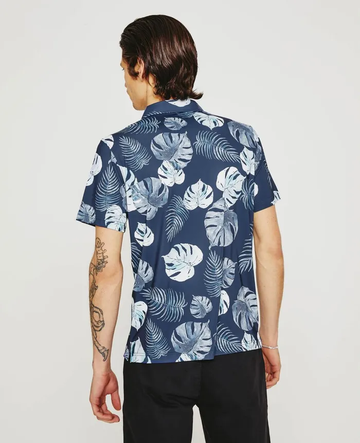 AG Jeans Bryce Polo Tropical Fronds Deep Navy Mult Men Polos AG Jeans Bryce Polo Tropical Fronds Deep Navy Mult Men Polos