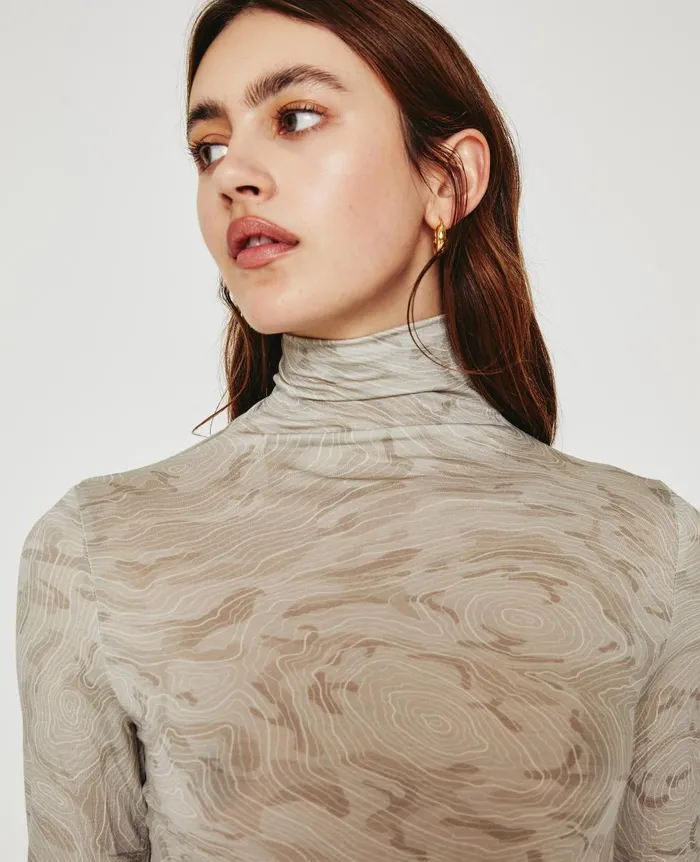 AG Jeans Chels Turtleneck Radio Map Neutral Multi Women Tops and Shirts AG Jeans Chels Turtleneck Radio Map Neutral Multi Women Tops and Shirts