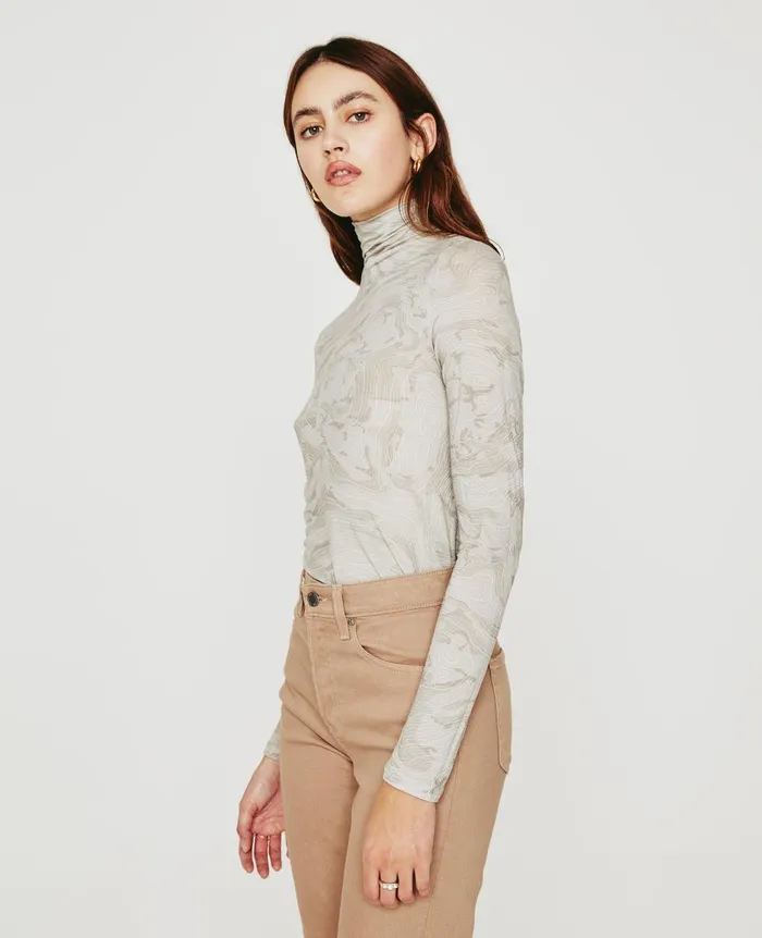 AG Jeans Chels Turtleneck Radio Map Neutral Multi Women Tops and Shirts AG Jeans Chels Turtleneck Radio Map Neutral Multi Women Tops and Shirts