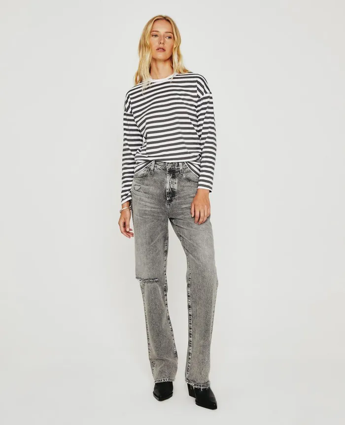 AG Jeans Fay LS Crew True Whitefolkestone Grey Women Tees and Tanks AG Jeans Fay LS Crew True Whitefolkestone Grey Women Tees and Tanks