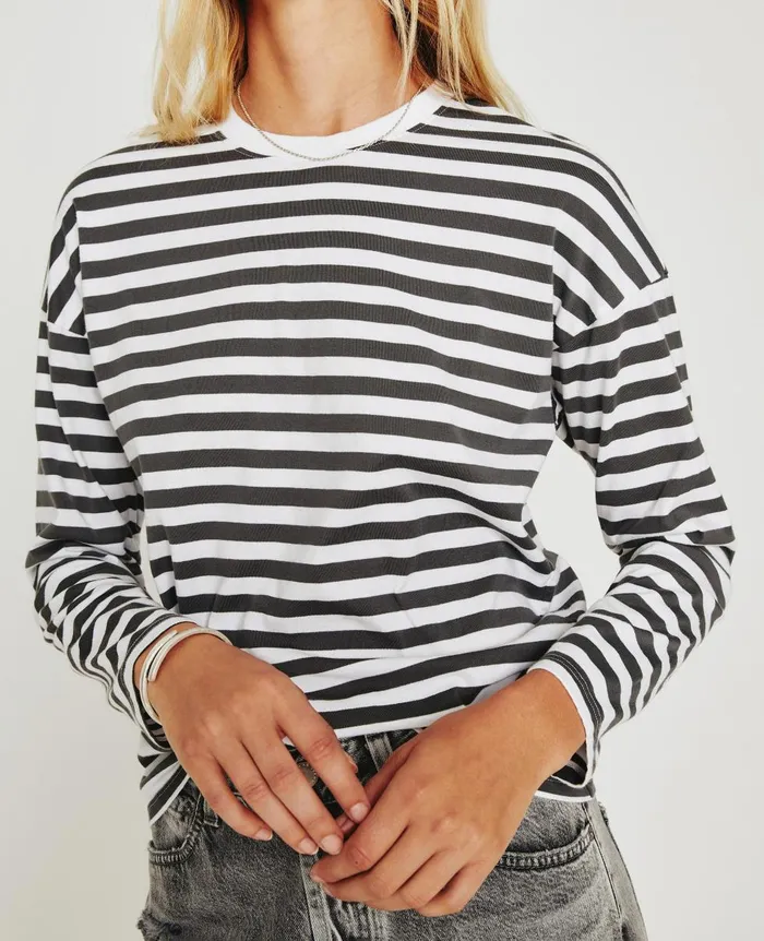 AG Jeans Fay LS Crew True Whitefolkestone Grey Women Tees and Tanks AG Jeans Fay LS Crew True Whitefolkestone Grey Women Tees and Tanks