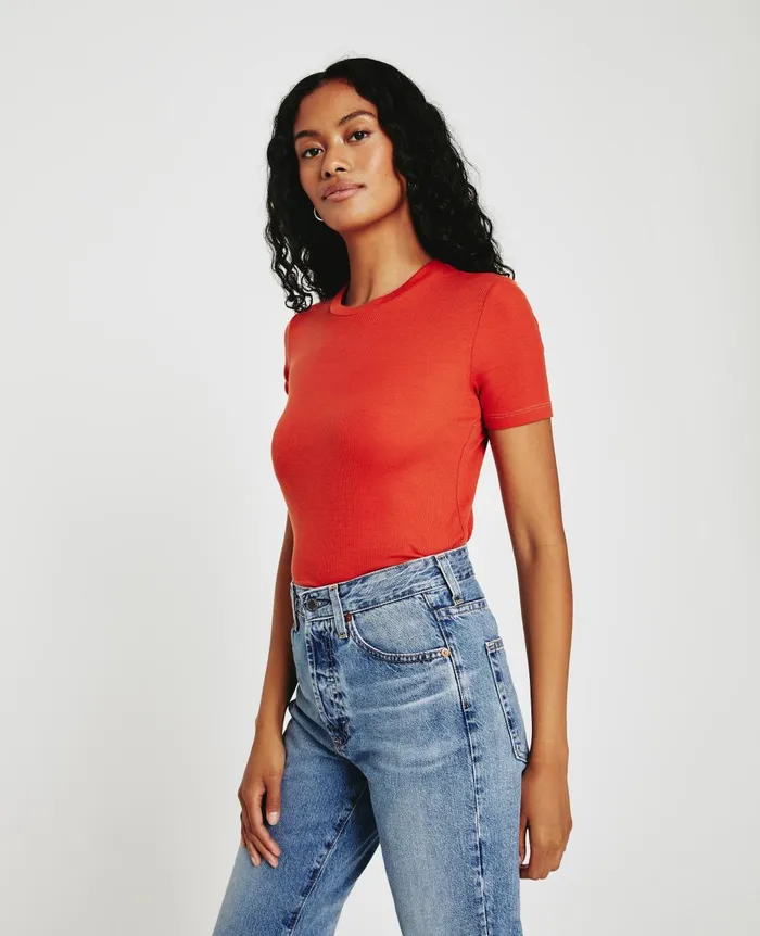 AG Jeans Gray Boy Tee Terra Cotta Women Tees and Tanks AG Jeans Gray Boy Tee Terra Cotta Women Tees and Tanks