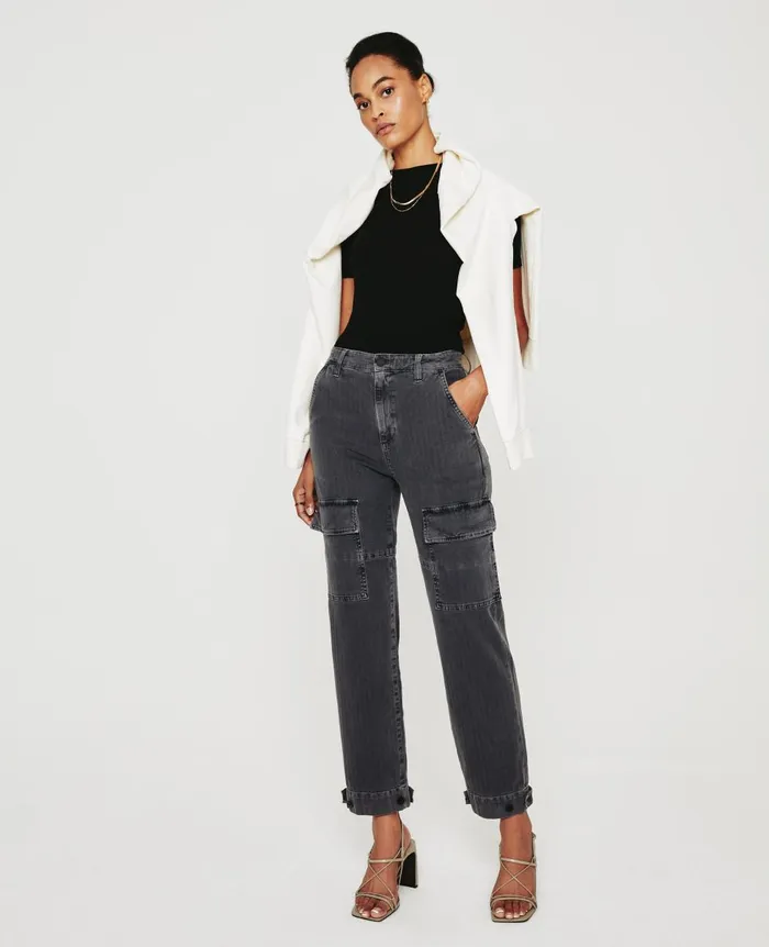 AG Jeans Knoxx Cargo Sulfur Black Women Pants
