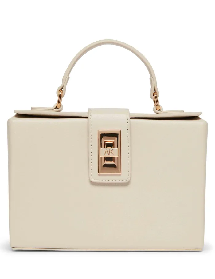 Anne Klein Convertible Box Bag With AK Enamel Turn Lock Chalk Women Handbags