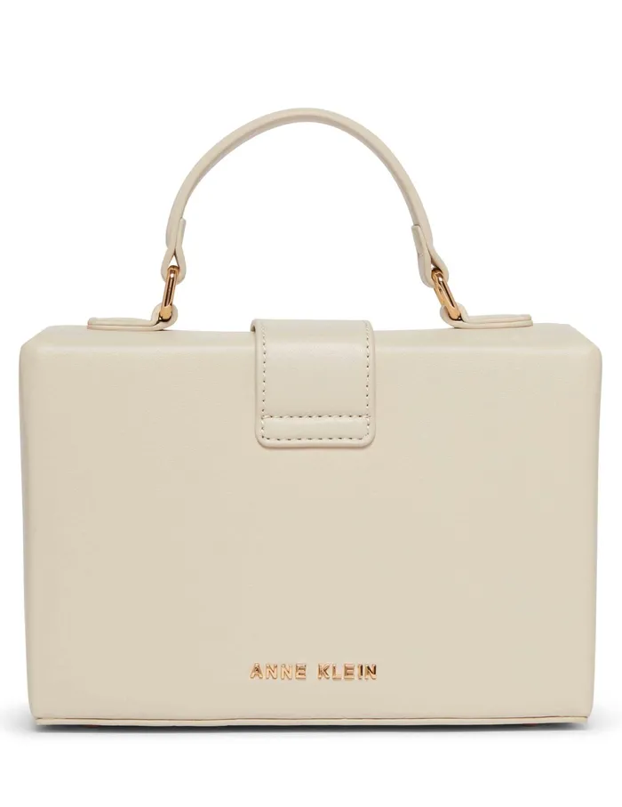 Anne Klein Convertible Box Bag With AK Enamel Turn Lock Chalk Women Handbags