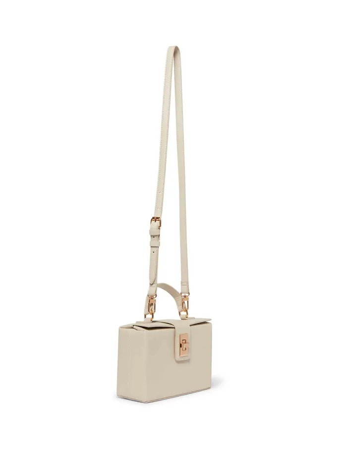 Anne Klein Convertible Box Bag With AK Enamel Turn Lock Chalk Women Handbags
