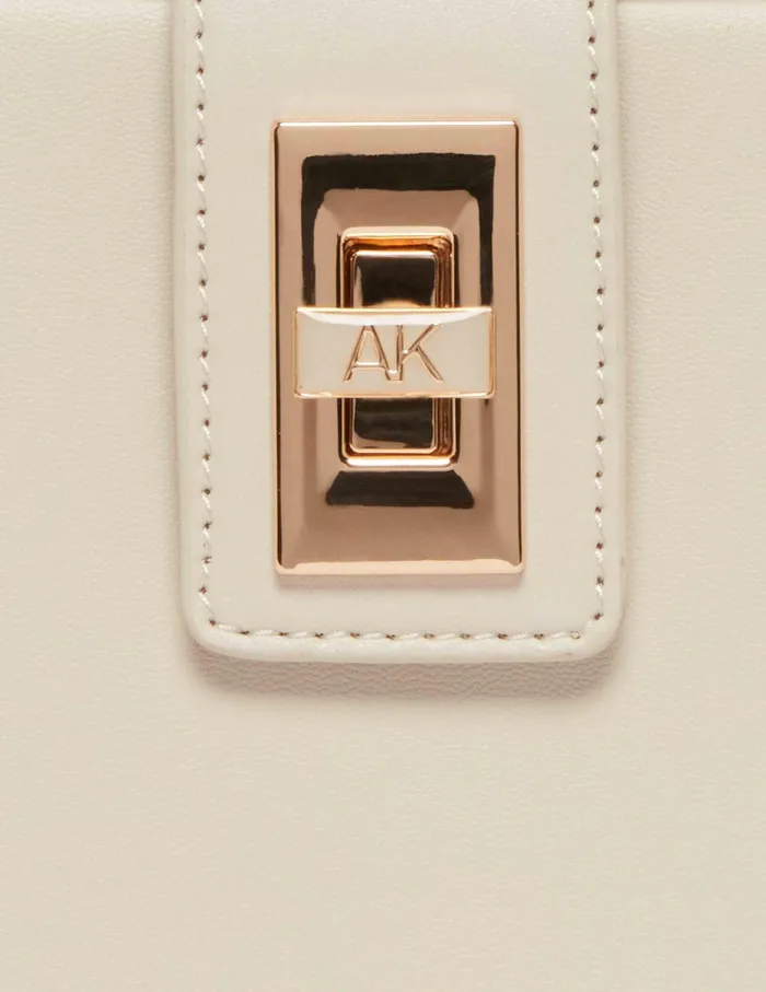 Anne Klein Convertible Box Bag With AK Enamel Turn Lock Chalk Women Handbags