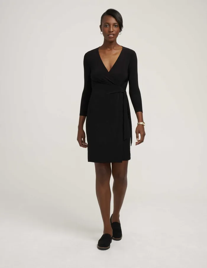 Anne Klein Faux Wrap Dress Anne Black Women Clothing