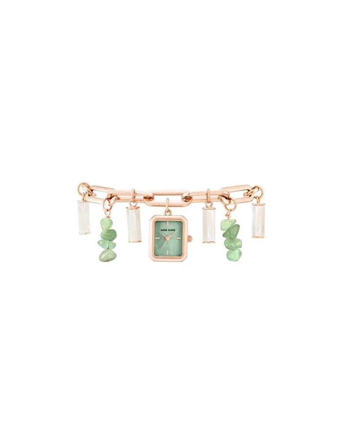 Anne Klein Gemstone Charm Bracelet Watch Aventurine Women Watches 038 Jewelry
