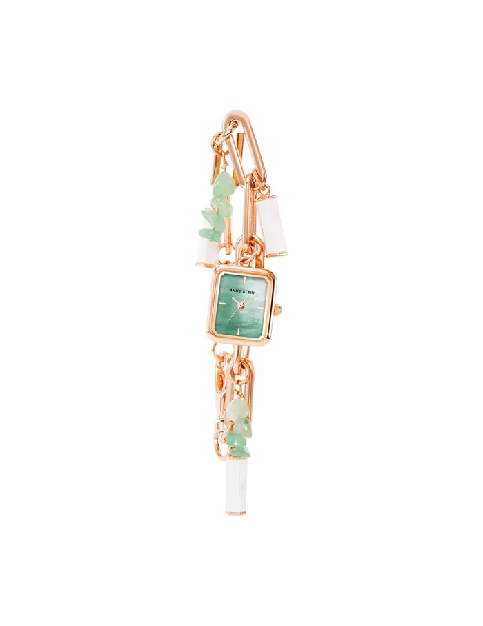 Anne Klein Gemstone Charm Bracelet Watch Aventurine Women Watches 038 Jewelry