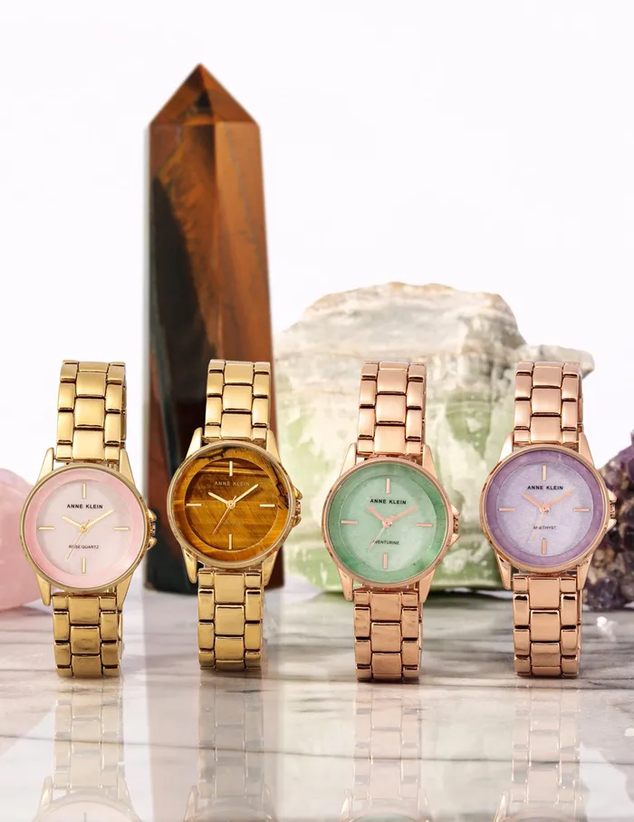 Anne Klein Gemstone Dial Bracelet Watch Amethyst Women Watches 038 Jewelry