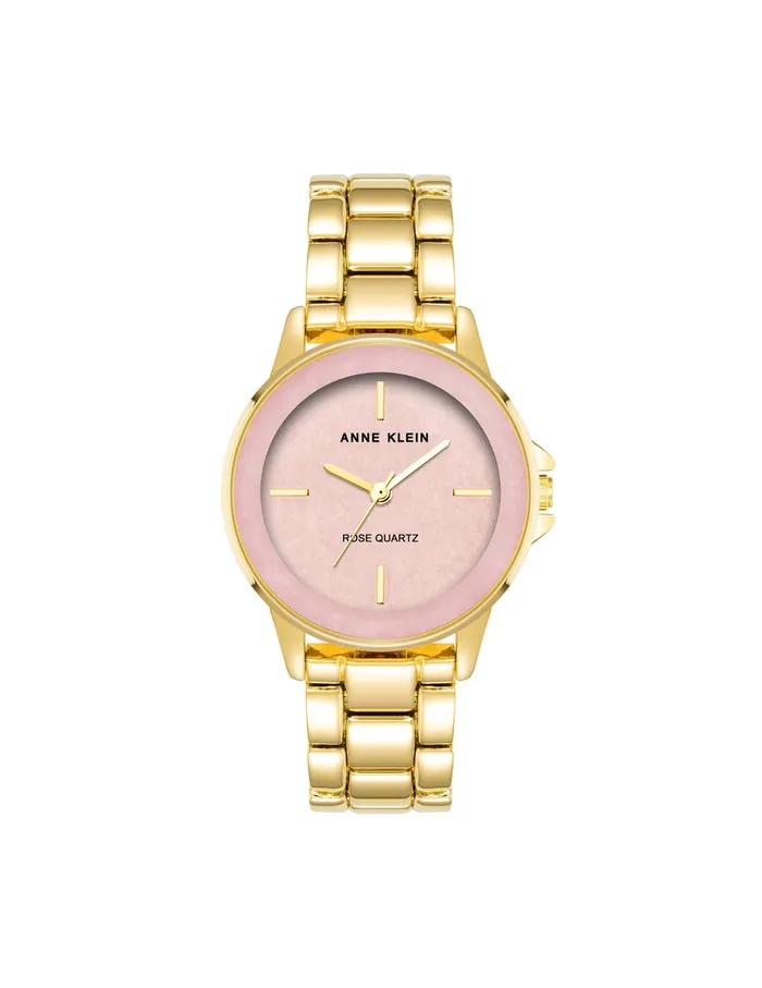 Anne Klein Gemstone Dial Bracelet Watch Rose Quartz Women Watches 038 Jewelry