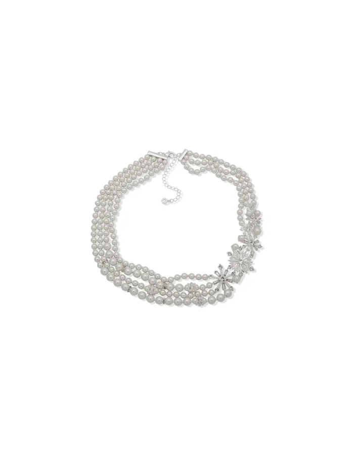 Anne Klein Snowflake Faux Pearl Multirow Necklace Silver Tone Women Watches 038 Jewelry Anne Klein Snowflake Faux Pearl Multirow Necklace Silver Tone Women Watches 038 Jewelry