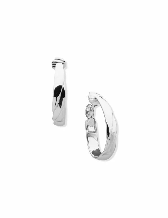 Anne Klein Tiered Clip Hoop Earrings Silvertone Women Watches 038 Jewelry