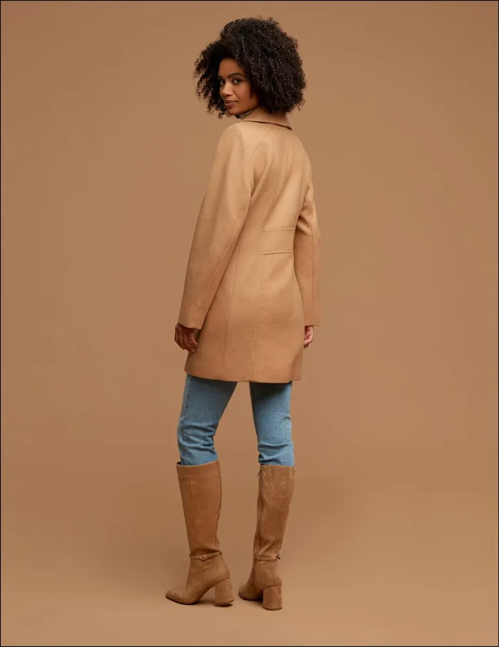 Anne Klein Wool Coat With Buttons Camel Women Clothing