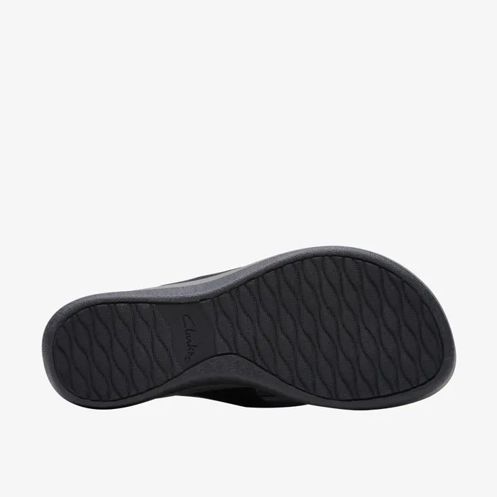 Arla Glison Black Fabric Women Clarks Sandals and Flip Flops