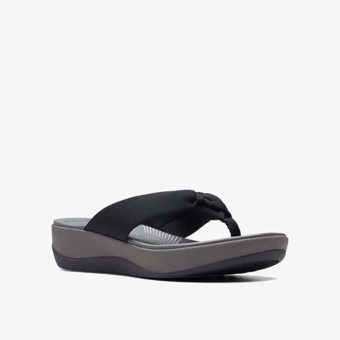 Arla Glison Black Fabric Women Clarks Sandals and Flip Flops
