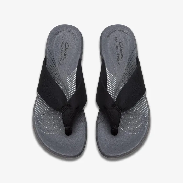 Arla Glison Black Fabric Women Clarks Sandals and Flip Flops