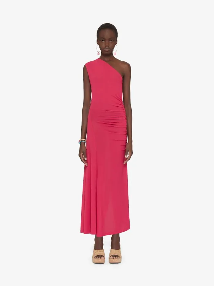 Asymmetric Draped Dress In Crepe Jersey Raspberry Women Givenchy Dresses