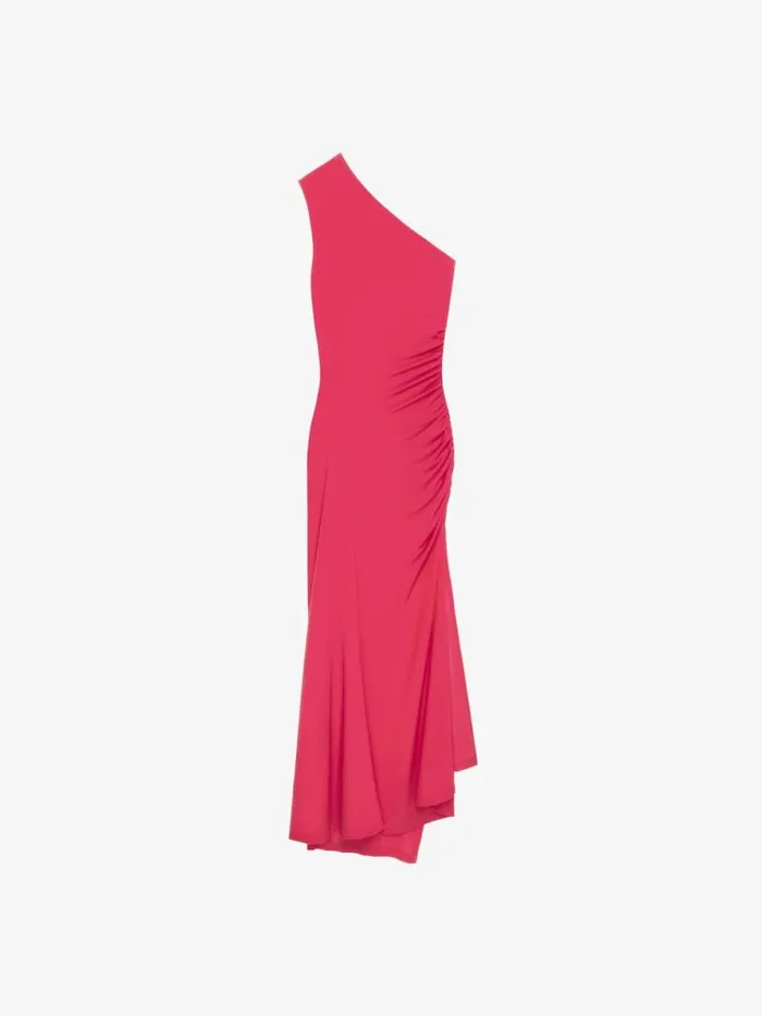 Asymmetric Draped Dress In Crepe Jersey Raspberry Women Givenchy Dresses