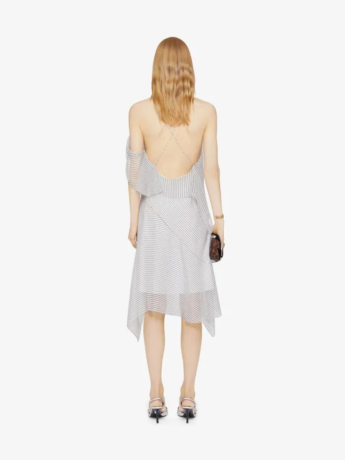 Asymmetric Polka Dots Draped Dress In Silk Chiffon Ecrublack Women Givenchy Dresses