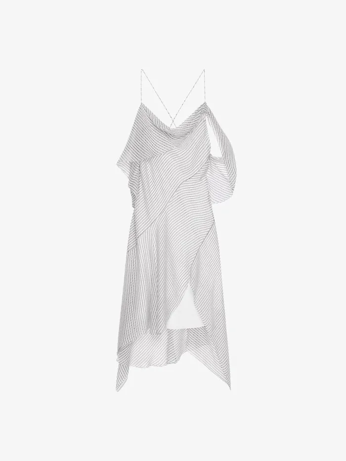 Asymmetric Polka Dots Draped Dress In Silk Chiffon Ecrublack Women Givenchy Dresses