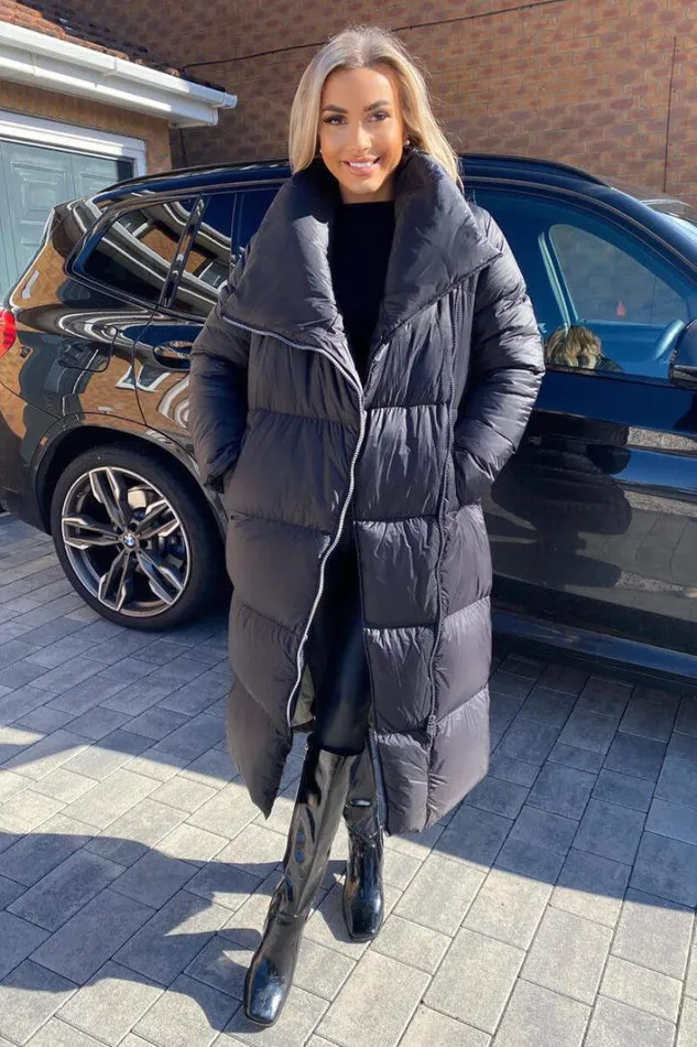 AX Paris Black Wrap Puffer Coat Coats and Jackets