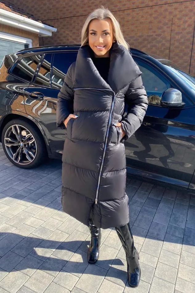 AX Paris Black Wrap Puffer Coat Coats and Jackets