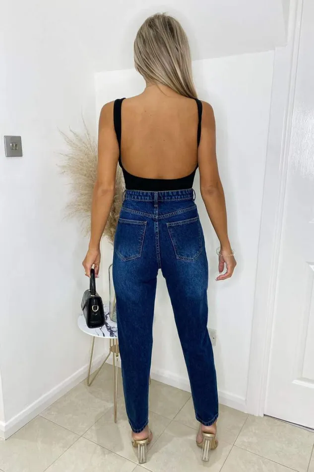 AX Paris Dark Wash Ripped Slim Fit Jeans Jeans