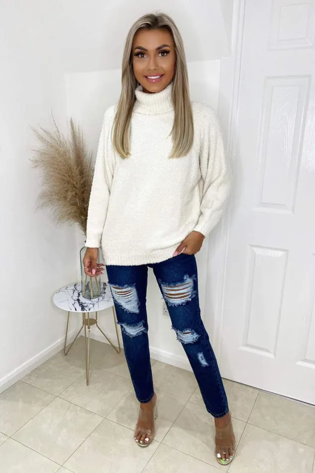 AX Paris Dark Wash Ripped Slim Fit Jeans Jeans