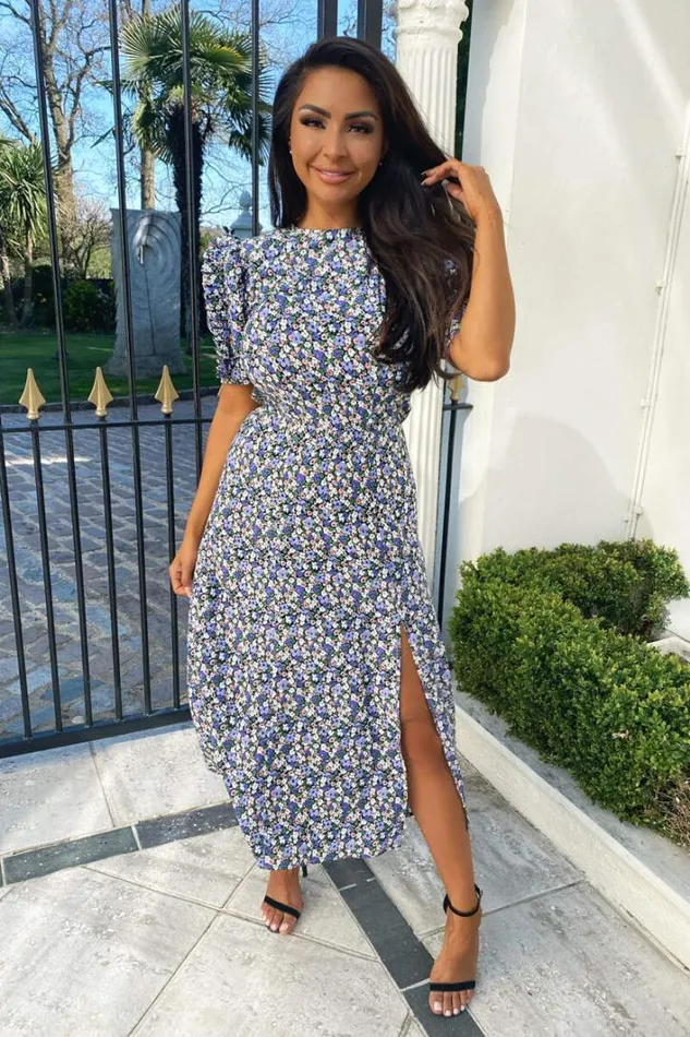 AX Paris Multi Floral Pleated Sleeve Midi Dress Wedding Guest Dresses