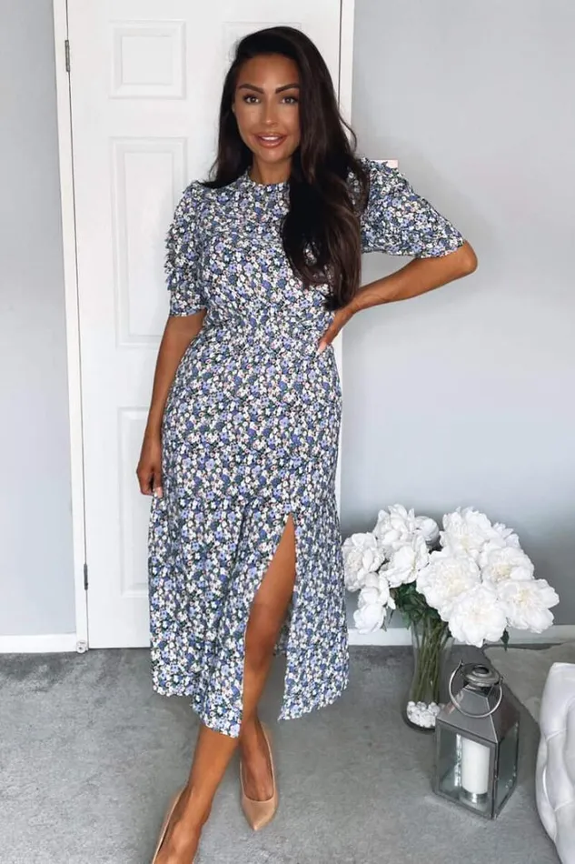 AX Paris Multi Floral Pleated Sleeve Midi Dress Wedding Guest Dresses