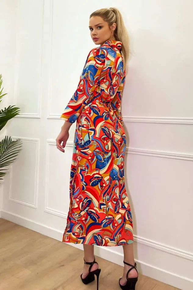 AX Paris Multi Printed Button Up Top Midi Dress Dresses