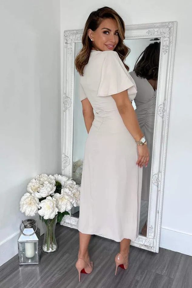 AX Paris Stone Ruched Split Leg Midi Dress Dresses