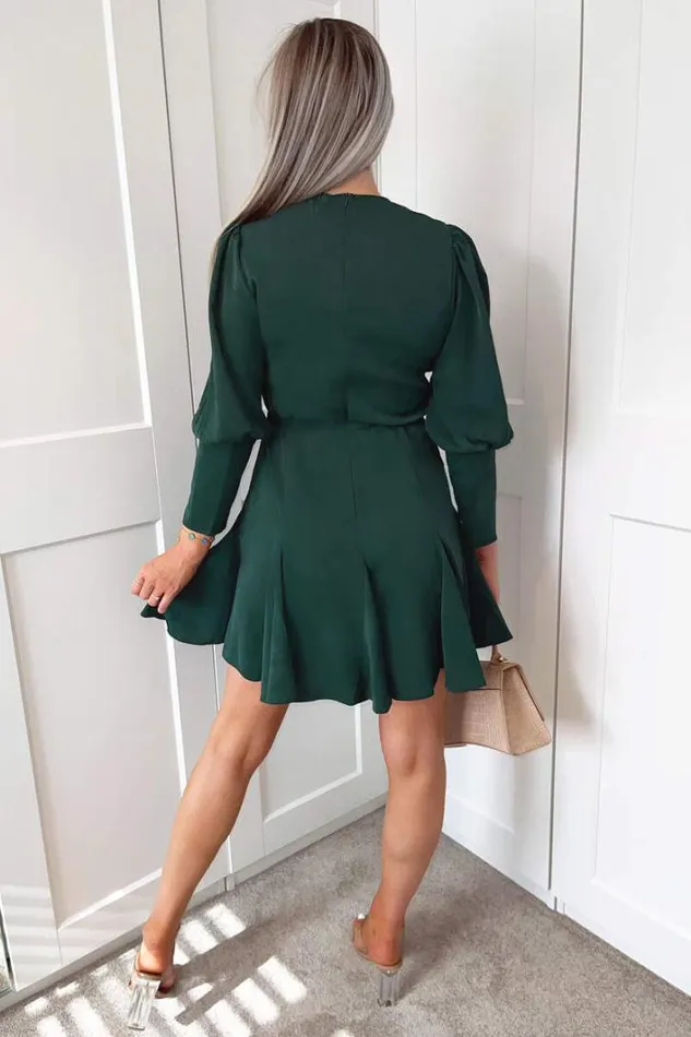 AX Paris Teal VNeck Long Sleeve Skater Dress Dresses