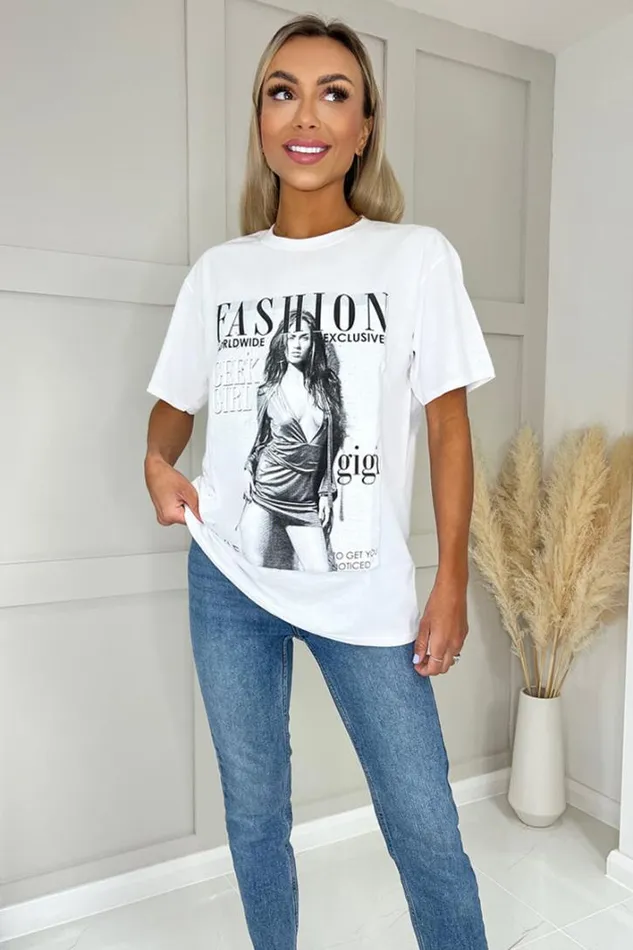 AX Paris White Fashion Slogan TShirt Tops