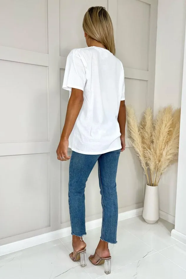 AX Paris White Fashion Slogan TShirt Tops