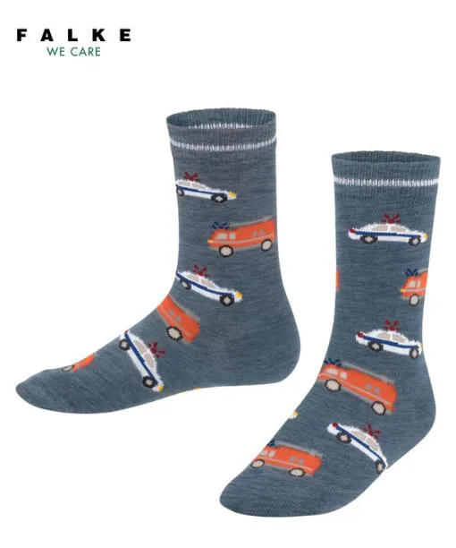 Babies and Kids Police And Fire Cars Kids Socks Light Denim FALKE Socks
